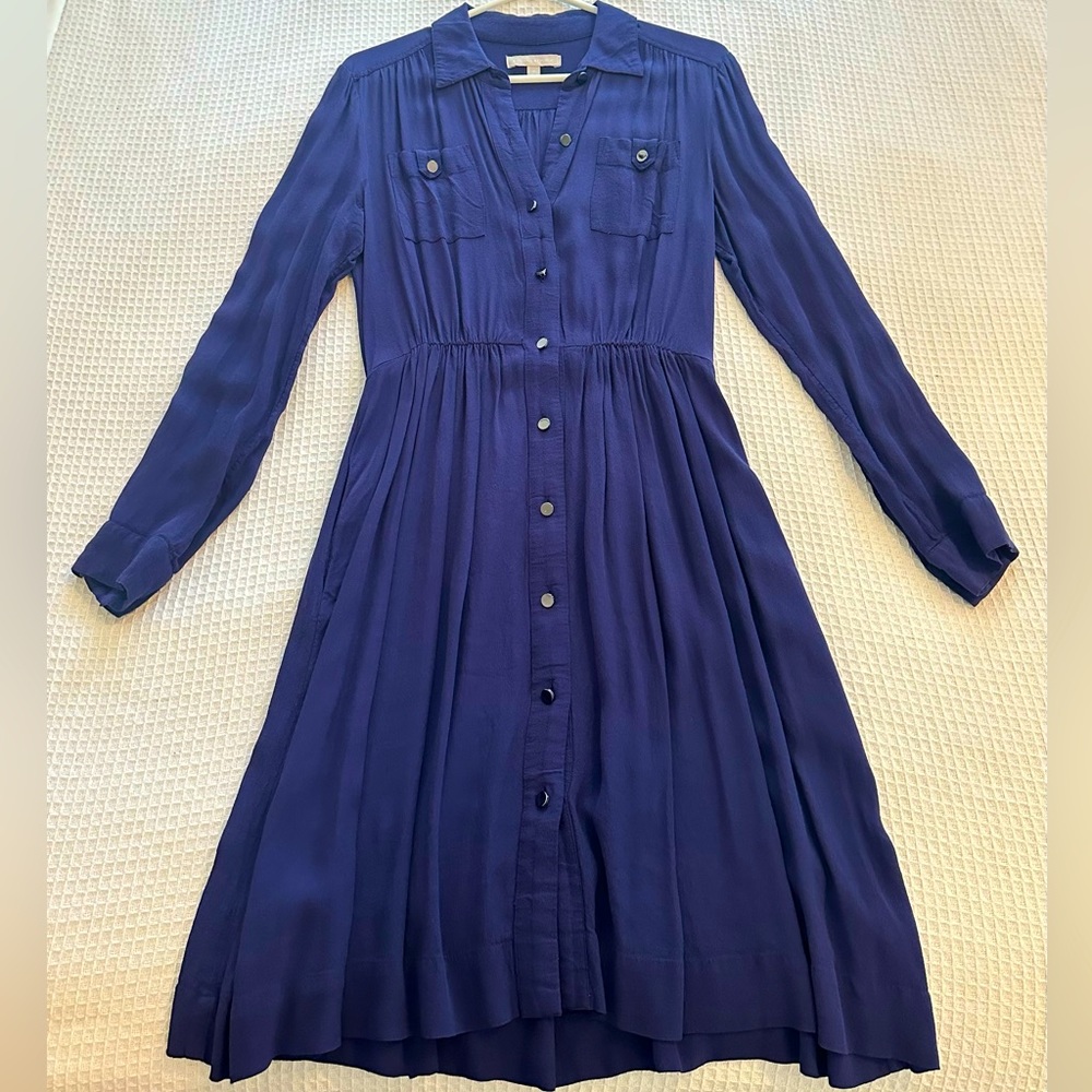 Banana Republic Button Down Navy Blue Dress